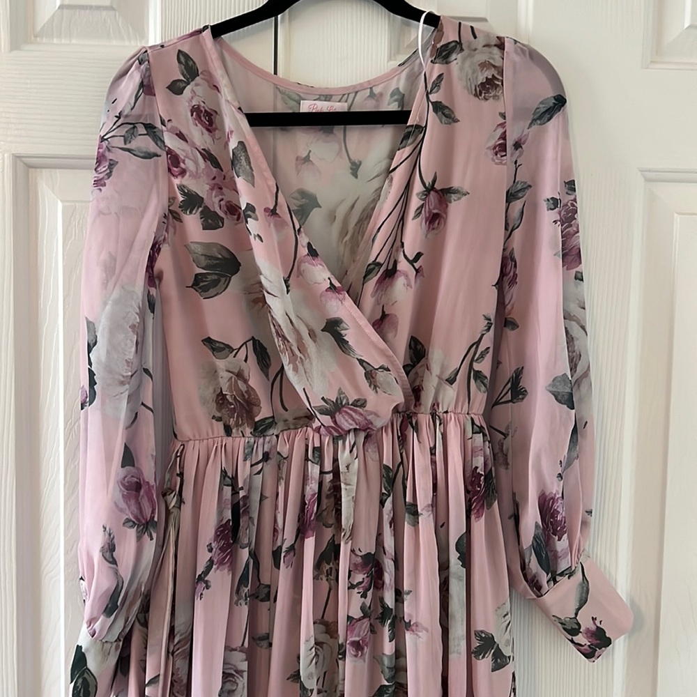 Pink Lily Floral Maxi Dress - Size Small